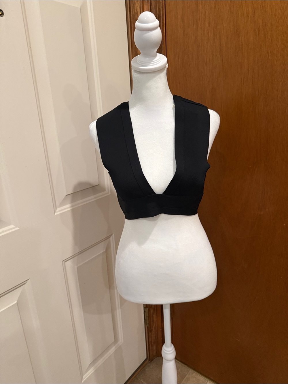 Forever 21 Black Deep-V Crop Top
